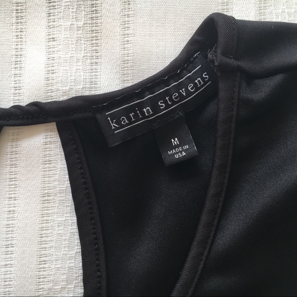 Karin Stevens Dress, black pink coral, sz M - Picture 4 of 8